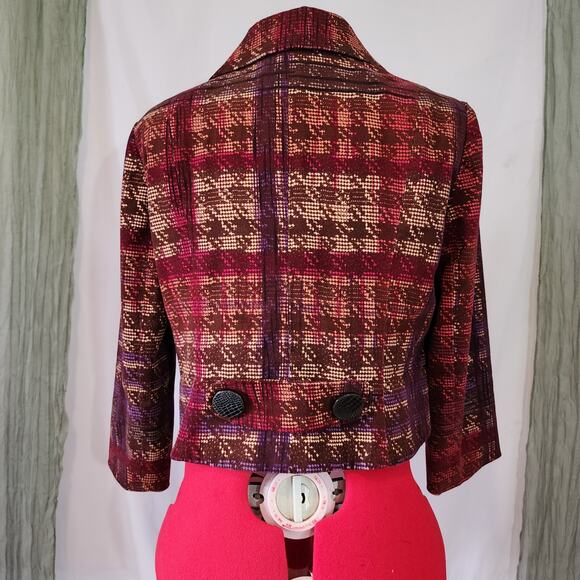 Becky & Max Brown Red Maroon Bolero Short Blazer Woman's Jacket Size 4 - Picture 4 of 6
